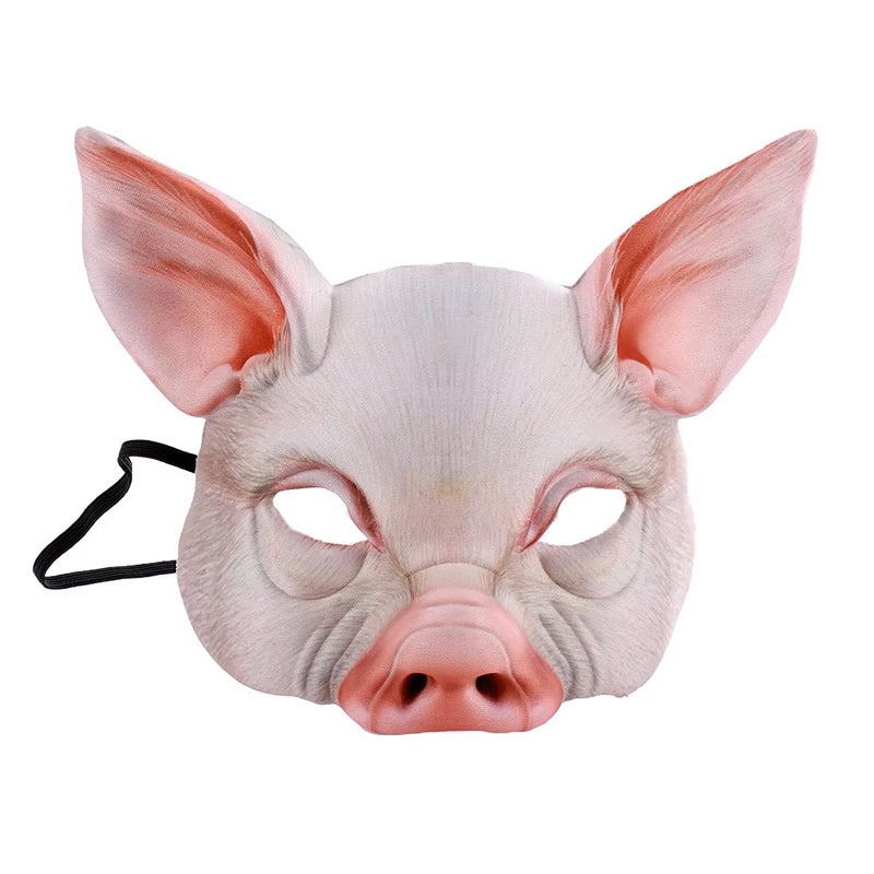 Hosfairy 1Pcs Half Face Animal Mask Pig Mask Horror Pig Masks for Halloween Costume Party Cosplay Props (White) - Image 1